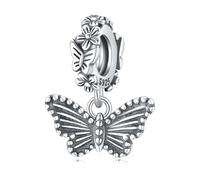 Pendentif papillon de jardin et petite fleur, accessoire de bracelet à breloques en argent sterling 925, compatible avec le collier bracelet pandora