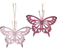 Pendentif Papillon Déco Métal Rose Rose 8,5x9,5cm 6pcs Déco Printemps