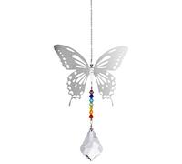 Pendentif papillon en forme de feuille d'érable - Perles arc-en-ciel - Chakra - Attrape-soleil - Décoration de fenêtre - Lot de 1 cristal - Type 2