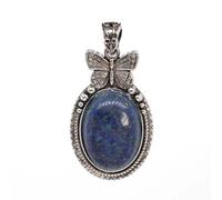 Pendentif Papillon en Pierre de Cristal Naturel, personnalité créative, Bijoux Punk pour Animaux, Collier Pendentif en Agate Noire Turquoise, Bijoux d'été Unisexes-1 pièce, Lapis-Lazuli, Taille