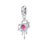 Pendentif papillon en verre coloré en forme de cœur liquide, accessoire de bracelet à breloques en argent sterling 925, compatible avec le collier de bracelet pandora