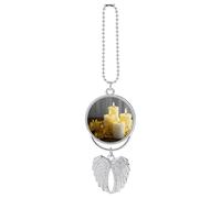Pendentif papillon jaune avec bougies blanches à suspendre pour rétroviseur de voiture, cadeau porte-bonheur à suspendre pour bureau, voiture, décoration d'intérieur, One size, Zinc