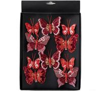 Pendentif papillon multicolore 28 cm à suspendre (rouge)