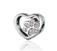 Pendentif patte en argent sterling 925 pour bracelet Pandora, pendentif pour chien et animal cadeau d'anniversaire (D)