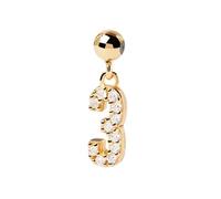 Pendentif - PDPAOLA - Charm PdPaola Numéro 3 - Argent 925 - Plaqué or - Zircons blancs