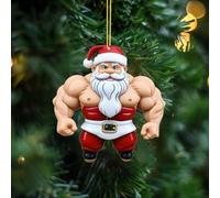 Pendentif Père Noël en acrylique pour les amateurs de fitness (E, 8 cm)