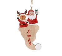 Pendentif Père Noël flocon de neige 2024 Ornements souvenirs faits à la main Décoration de Noël en bois