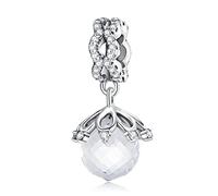 Pendentif perle blanche en argent sterling 925 pour bracelets à breloques européens