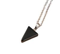 Pendentif personnalisable, collier à pendentif pour femme, collier délicat en onyx noir naturel en forme de triangle, collier ras du cou, amulette Reiki, chakra, chaîne de yoga, méditation, bijoux ras