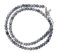 Pendentif personnalisable, collier avec pendentif en cristal, pierre de cristal naturelle tendance de 4 mm, collier avec pendentif en perles grises de 4 mm, collier Reiki, chakra, chaîne délicate