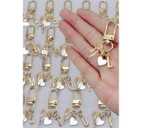 Pendentif personnalisé en forme de cœur avec nœud papillon 3D, initiale A-Z et message cadeau, porte-clés en forme de cœur, pendentif de sac personnalisé, crochet de sac, pendentif d'accessoire de tél