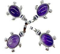 Pendentif personnalisé en forme de tortue en agate grise en pierre naturelle, à la mode et simple, unisexe, pour le printemps et l'automne, usage quotidien - aléatoire, améthyste, taille unique