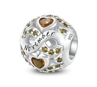 Pendentif pierre de Naissance 925 Sterling Silver Janvier-Décembre de Naissance de Zirconium Compatible pour Pandora les Bracelets et les Colliers Charms