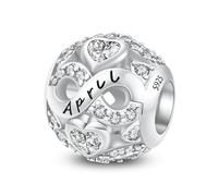 Pendentif pierre de Naissance 925 Sterling Silver Janvier-Décembre de Naissance de Zirconium Compatible pour Pandora les Bracelets et les Colliers Charms