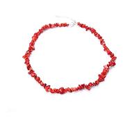 Pendentif Pierre Naturelle Femme, Collier De Pierres Précieuses Cristal De Corail Rouge Gravier Perlé Chakra Collier Reiki Pierre De Naissance Charme Bijoux Colliers Pour Femmes Femme Ami Annivers