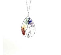 Pendentif Pierre Naturelle Femme, Créativité Pierre De Naissance Goutte Forme Arbre De Vie Girafe Pendentif Avec Chaîne Reiki Chakra Collier Charme Cristal Bijoux Pour Femmes Fille Femme Ami Cade