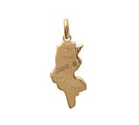 Pendentif Plaqué Or Médaille Pays Tunisie 25x13mm