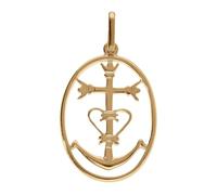 Pendentif plaqué or oval avec croix camarguaise + écrin (offert)