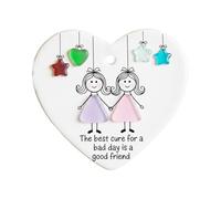 Pendentif plat en acrylique 2D pour 2 petites filles tenant la main utilisées pour aimer et bénédictions anniversaires de mariage ou Noël (blanc, taille unique)