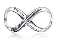 Pendentif plume éternelle amour infini 8 perles argent sterling 925 compatible avec bracelet à breloques Pandora