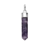 Pendentif pointe de mica lépidolite en bain d'argent - Minéral naturel, taille 2,5-4 cm, provenance du Brésil, idéal pour collectionneurs, énergie positive et méditation, Couleur : argenté Argent