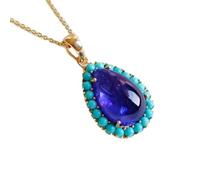 Pendentif poire facetté bleu en tanzanite naturelle 19 x 15 mm, collier poire en argent sterling 925 avec chaîne câble de 45 cm, transformation, intuition, conscience supérieure, spiritualité |