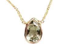 Pendentif poire facetté en améthyste naturelle verte 10 x 7 mm, collier en argent sterling 925 avec chaîne en câble de 45 cm, guérison spirituelle, soulagement du stress, chakra du troisième œil |