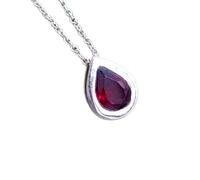 Pendentif poire facetté en grenat naturel rouge 8 x 10 mm, collier en argent sterling 925 avec chaîne câble de 45 cm, énergie, passion, protection, chakra racine, cadeau pour femme &|gmpd_0172
