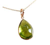 Pendentif poire facetté vert péridot naturel 16 x 11 mm, collier poire en argent sterling 925 avec chaîne câble de 45 cm, abondance, renouvellement, énergie positive, guérison du cœur, cadeau |
