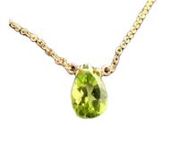 Pendentif poire facetté vert péridot naturel 9 x 6 mm, collier en argent sterling 925 avec chaîne de 45 cm, abondance, renouvellement, énergie positive, guérison du cœur, cadeau, bijoux | gmpd_0532