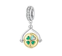 Pendentif porte-bonheur trèfle à quatre feuilles, accessoire de bracelet à breloques en argent sterling 925, compatible avec le collier bracelet pandora