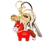 Pendentif porte-clés - Acrylique 2,28 pouces, ornement de cheval de bon augure | Porte-clés traditionnel 2D, accessoire pour femmes, filles, étudiants, collectionneurs, école, voyage
