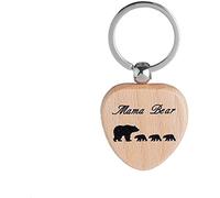 Pendentif porte-clés avec maman ours et chiots porte-clés en bois en forme de