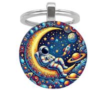 Pendentif porte-clés d'astronaute - 2pcs 3D Space Astronaut Charme | Anneau de clé sur le thème de l'espace métallique | Accessoire de sac à dos durable et de sac de voiture