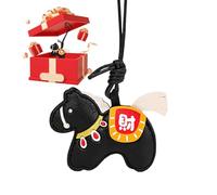 Pendentif porte-clés - de l'année du cheval chinois, pendentif de bon augure avec carte de voeux, accessoire décoratif pour un usage quotidien | Article élégant souvenir cadeau | Or