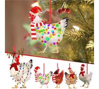Pendentif Poulet Foulard de Noël Pendentif Poulet Coq en bois pour arbre de Noël Pendentif Intérieur Extérieur Festival Fête Décoration Maison