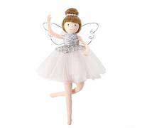 Pendentif poupée d'ange en peluche pour sapin de Noël et décoration de la maison offrant une touche de vacances fantaisiste et un symbole de chance (argent)