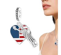 Pendentif pour Bracelets,Accessoire de Bijoux Drapeau Américain,Accessoires de bracelet porte-clés cœur - pour femmes, filles, adultes, sac à dos, porte-monnaie, sac, porte-clés,