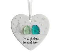 Pendentif pour Cœur en Céramique, Ornements De Coeur d'amour en Céramique De Noël, Décorations De Verre De Mer Faites À La Main, Décorations De Souvenirs Saisonnières,adaptées Aux Décoration De Noël