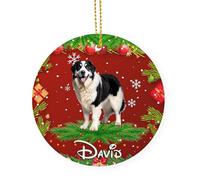 Pendentif pour Décorations Chien des Pyrénées Noir Céramique Ornements De Noël, avec Ficelle Arbre De Noël Ornements 7.3 Cm