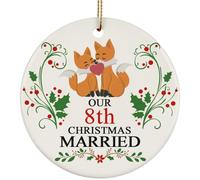 Pendentif pour Décorations Drôle De Couple De Renards Art 8E Anniversaire 8 Ans Céramique Ornements De Noël, Ornement Noel avec Ficelle