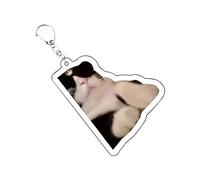 Pendentif Pour Porte-Clés Chat - Porte-Clés Acrylique Drôle,Breloque Animale Plate Accessoire Mode pour Sac à Dos Sac à Main d'École Adultes Adolescents Couples Camarades de Classe