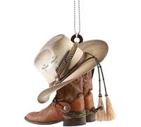 Pendentif pour rétroviseur de voiture, bottes et chapeaux de cowboy plats, décoration murale en acrylique à suspendre pour voiture, rétroviseurs automobiles