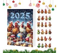 Pendentif poussin en acrylique 2D - Décoration de sapin de Noël avec calendrier de compte à rebours de 24 jours 2025 - Pendentif animal pour sapin de Noël, voiture, fenêtre, porte, mur - Décoration de