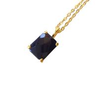 Pendentif rectangulaire à facettes en onyx naturel noir 13 x 8 mm, collier rectangulaire en argent sterling 925 avec chaîne en câble de 45 cm, protection de la force, mise à la terre, chakra