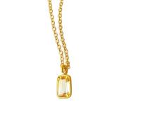 Pendentif rectangulaire facetté orange en topaze naturelle 9 x 7 mm, collier rond en argent sterling 925 avec chaîne câble de 45 cm, clarté, concentration, succès, prospérité, cadeau pour femme |