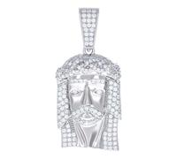 Pendentif religieux en argent sterling 925 avec zircone cubique imitation diamant Jésus 50,6 x 23 mm de large pour homme