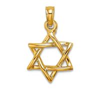 Pendentif religieux Judaica étoile de David 10 carats en or jaune massif poli 18,4 mm de long pour femme