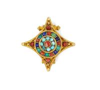 Pendentif Reliquaire Tibétain Femme - Corail et Turquoise - Amulette Ghau Fait Main - Bijou Spirituel Ethnique - Pierres Octobre et Décembre