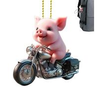 Pendentif Rétroviseur 2D Acrylique - Ornement Cochon Mignon d'Intérieur,Pendentif Mignon Décoratif pour Clés Intérieur Voiture Rétroviseur Maison Noël